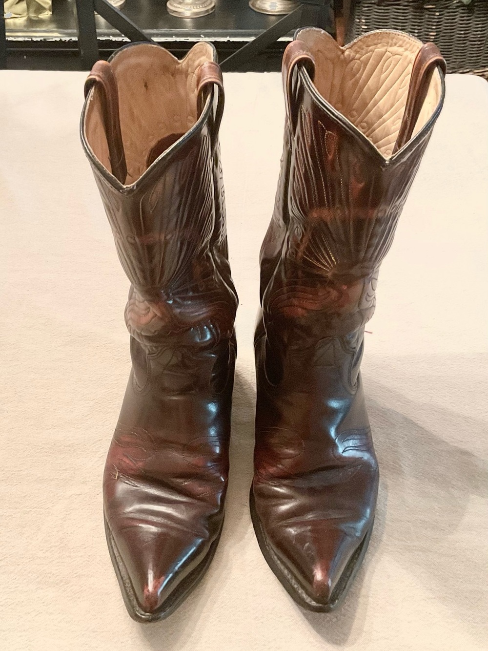 Texas Brand Cowboy Boots with Peacock Stitching